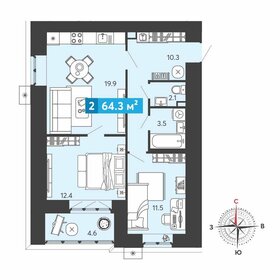 64,3 м², 2-комнатная квартира 5 468 400 ₽ - изображение 18