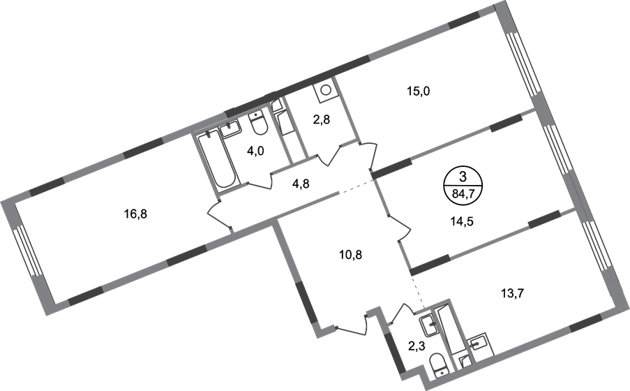 84,7 м², 3-комнатная квартира 19 248 432 ₽ - изображение 51