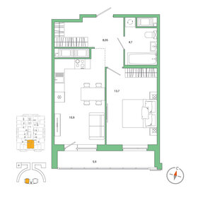 44,6 м², 2-комнатная квартира 10 299 266 ₽ - изображение 68