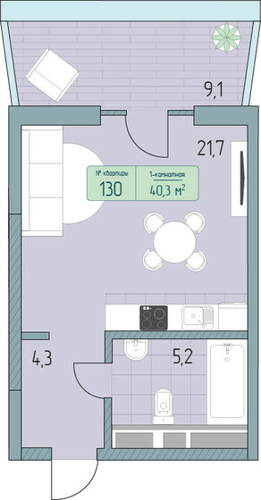 46,7 м², 1-комнатные апартаменты 10 840 700 ₽ - изображение 1