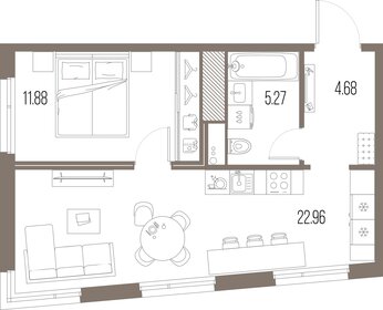 Квартира 44,8 м², 1-комнатная - изображение 1