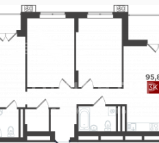 Квартира 95,8 м², 3-комнатная - изображение 1