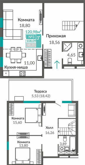 108,1 м², 3-комнатная квартира 16 213 500 ₽ - изображение 1