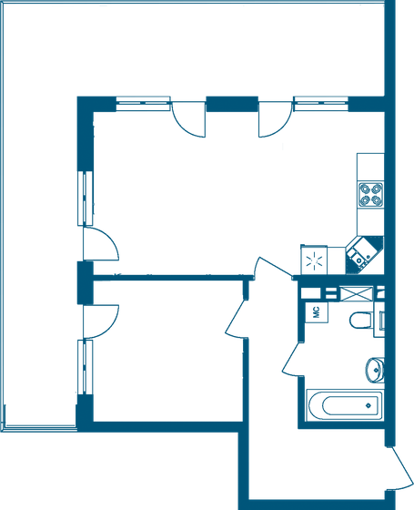75,4 м², 2-комнатные апартаменты 24 145 942 ₽ - изображение 1