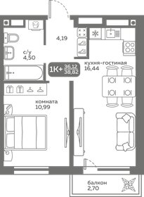 Квартира 36,1 м², 1-комнатная - изображение 1