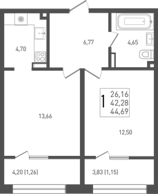 44,7 м², 1-комнатная квартира 6 122 530 ₽ - изображение 33