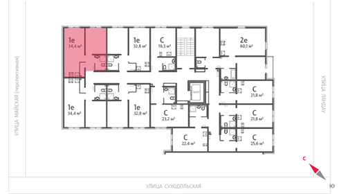 Квартира 34,4 м², 1-комнатная - изображение 2