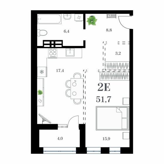 57,2 м², 1-комнатная квартира 14 715 000 ₽ - изображение 32