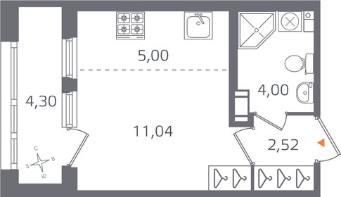 Квартира 24,7 м², студия - изображение 1