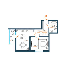 Квартира 46,3 м², 1-комнатная - изображение 1