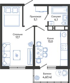 40,1 м², 1-комнатная квартира 7 629 025 ₽ - изображение 77