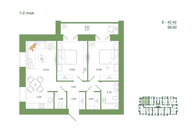 65,4 м², 3-комнатная квартира 6 300 000 ₽ - изображение 35