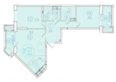 Квартира 66,5 м², 3-комнатная - изображение 1