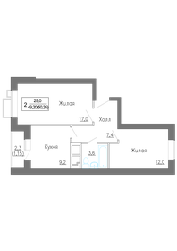 Квартира 50,4 м², 2-комнатная - изображение 1