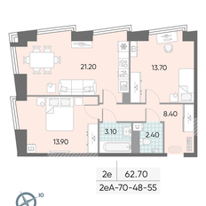 Квартира 62,7 м², 2-комнатная - изображение 2