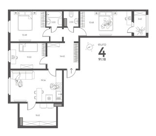 62,4 м², 2-комнатная квартира 5 931 800 ₽ - изображение 21