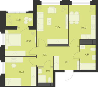 Квартира 72 м², 3-комнатная - изображение 1