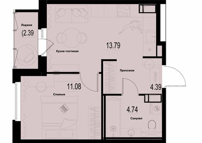 35,3 м², 1-комнатная квартира 5 755 530 ₽ - изображение 7