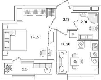 31,4 м², 1-комнатная квартира 10 216 596 ₽ - изображение 20