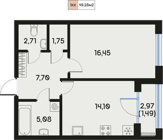 48,7 м², 1-комнатная квартира 19 418 042 ₽ - изображение 28