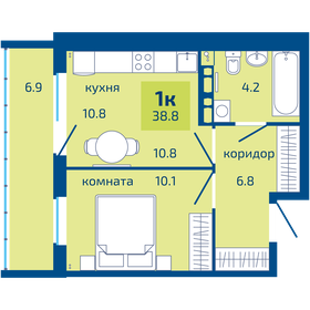 38,8 м², 1-комнатная квартира 3 950 000 ₽ - изображение 21