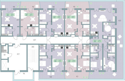 61,4 м², 2-комнатные апартаменты 13 619 200 ₽ - изображение 16