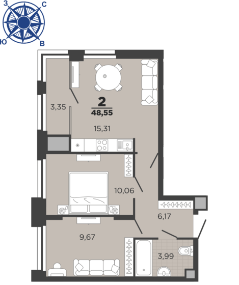 48,6 м², 2-комнатная квартира 5 815 056 ₽ - изображение 20