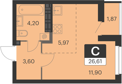 25,4 м², квартира-студия 3 896 511 ₽ - изображение 34