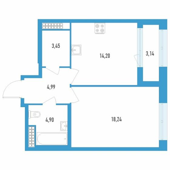 47,4 м², 1-комнатная квартира 14 915 250 ₽ - изображение 12