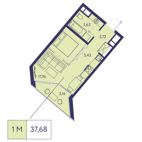 Квартира 37,7 м², 1-комнатная - изображение 1