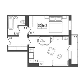 57,6 м², 2-комнатная квартира 7 500 000 ₽ - изображение 56