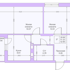 Квартира 53 м², 2-комнатная - изображение 2