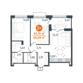 65,9 м², 2-комнатная квартира 8 750 000 ₽ - изображение 57