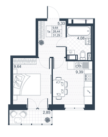 Квартира 29,3 м², 1-комнатная - изображение 1