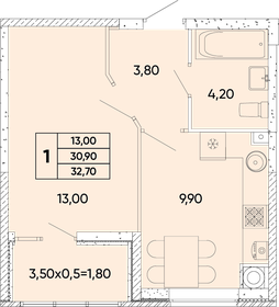 32,8 м², 1-комнатная квартира 4 470 640 ₽ - изображение 75