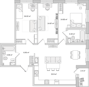 98,7 м², 4-комнатная квартира 17 300 000 ₽ - изображение 90