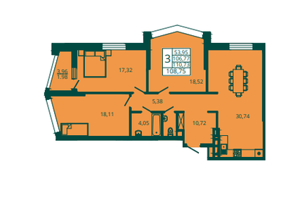 112,9 м², 3-комнатная квартира 9 500 000 ₽ - изображение 75
