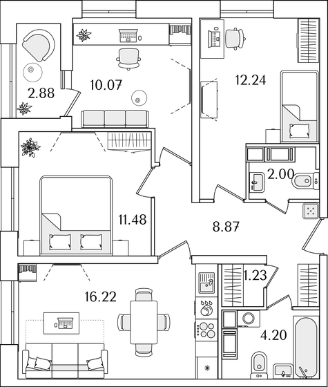 67,8 м², 3-комнатная квартира 19 713 810 ₽ - изображение 1
