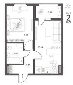 Квартира 36,7 м², 1-комнатная - изображение 1