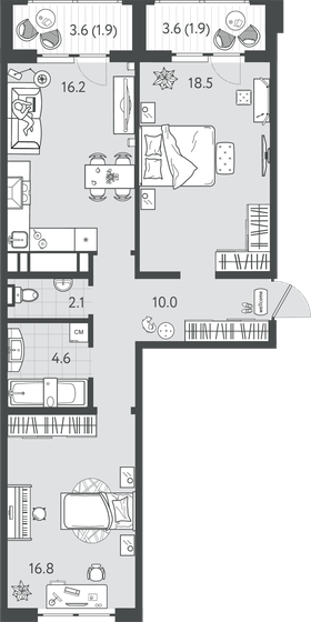 72 м², 2-комнатная квартира 15 120 000 ₽ - изображение 22