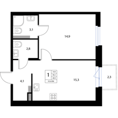 Квартира 40,9 м², 2-комнатная - изображение 2