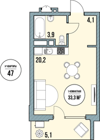 Квартира 36,9 м², студия - изображение 1