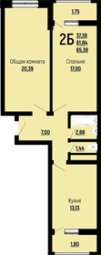 65,4 м², 2-комнатная квартира 7 520 000 ₽ - изображение 25