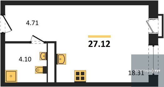 Квартира 27,1 м², студия - изображение 1