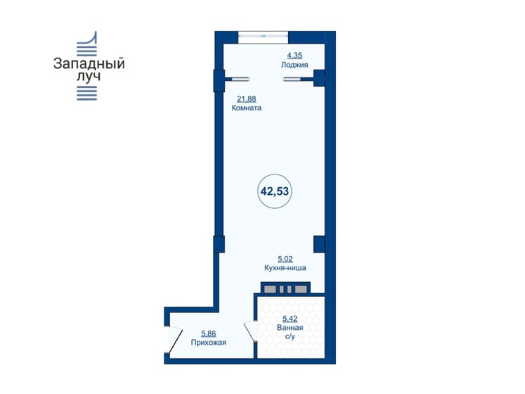 42,5 м², 1-комнатная квартира 5 826 610 ₽ - изображение 1