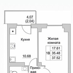 Квартира 37,5 м², 1-комнатная - изображение 2