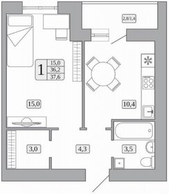 43,6 м², 2-комнатная квартира 4 290 000 ₽ - изображение 44