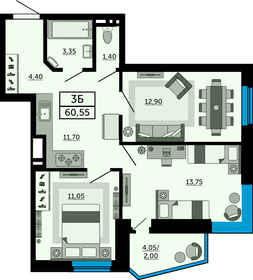50,2 м², 3-комнатная квартира 7 700 000 ₽ - изображение 121
