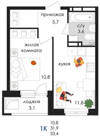 15,7 м², квартира-студия 2 150 000 ₽ - изображение 79