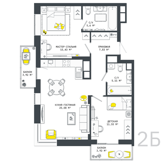 78,4 м², 2-комнатная квартира 9 989 334 ₽ - изображение 1